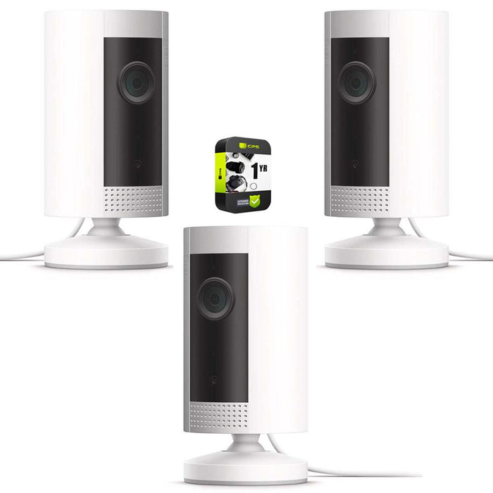 Ring Indoor Cam Compact HD Security Camera White 3 Pack with Extended Warranty