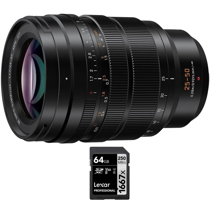 Panasonic 25-50mm F1.7 LUMIX Leica DG Vario-SUMMILUX Camera Lens+Lexar 64GB Card