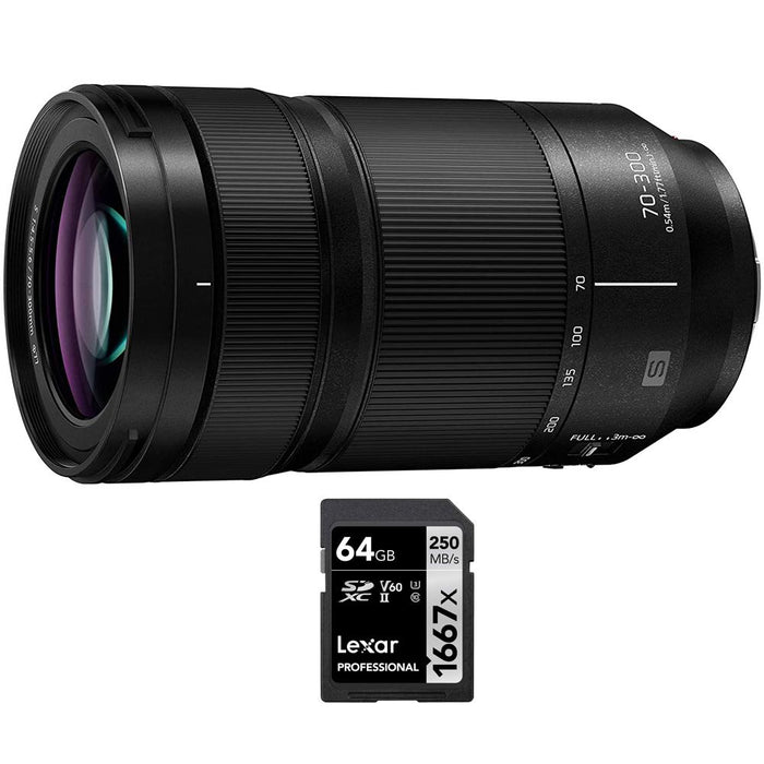 Panasonic LUMIX S 70-300mm f/4.5 - 5.6 Macro O.I.S L-Mount Lens with 64GB Card