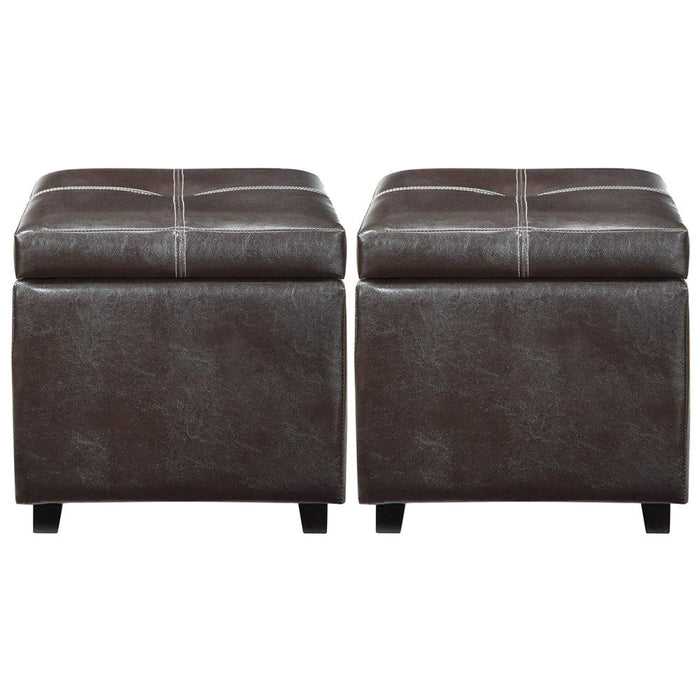 Modway Treasure Upholstered Vinyl Ottoman in Espresso 2 Pack