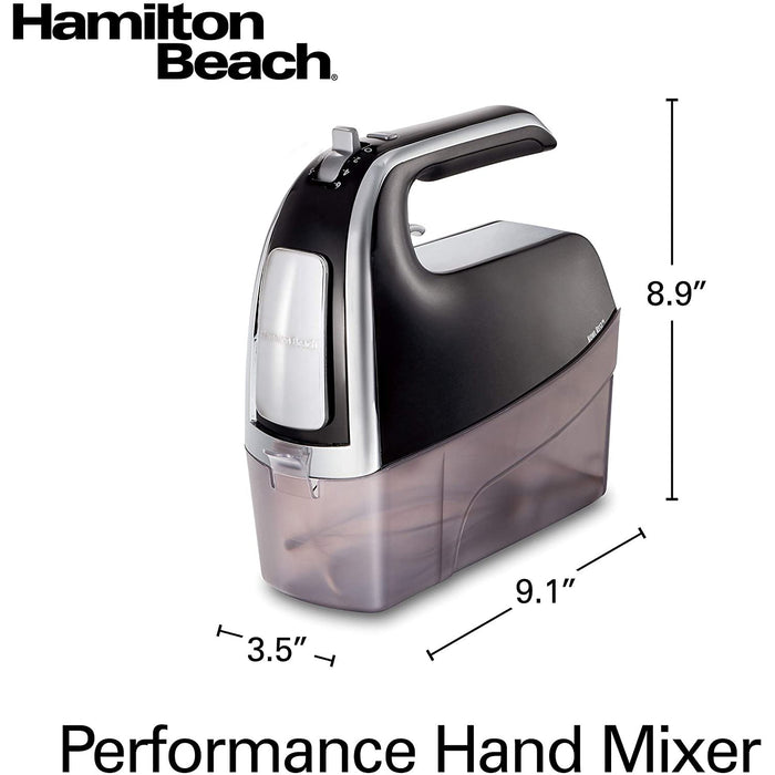 Hamilton Beach Power Deluxe 6-Speed Electric Hand Mixer, Snap-On Storage Case - Black (62619E)