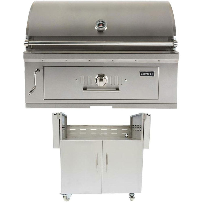 Coyote 36" Charcoal Outdoor Built-In Grill (C1CH36) Bundle with 36" Cart (C1CH36CT)