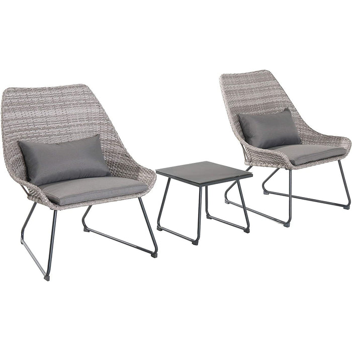 Hanover Accent 4-Piece Woven Chat Set, Column Fire Pit - Gray (ACCENT4PCGFP-GRY)