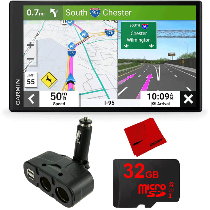 Garmin DriveSmart 66 6" Car GPS Navigator (010-02469-00) Bundle with USB Car Charger