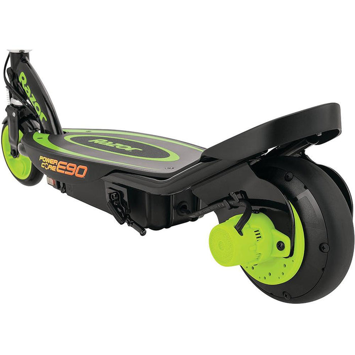 Razor E90 Power Core Electric Scooter, Green + Extended Warranty and Deco Bag