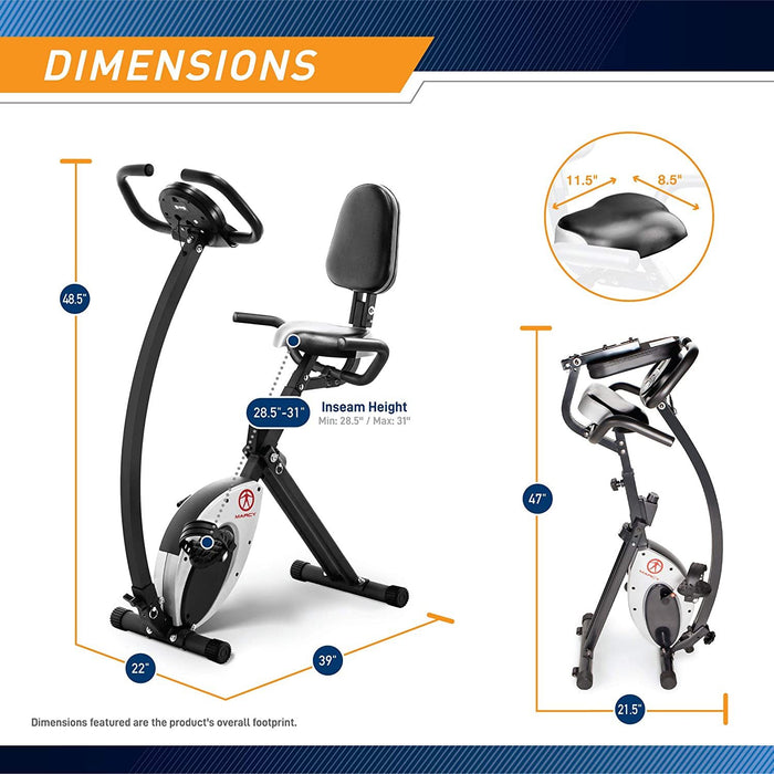 Marcy Foldable Upright Excercise Bike, Integrated Performance Tracker - NS-653