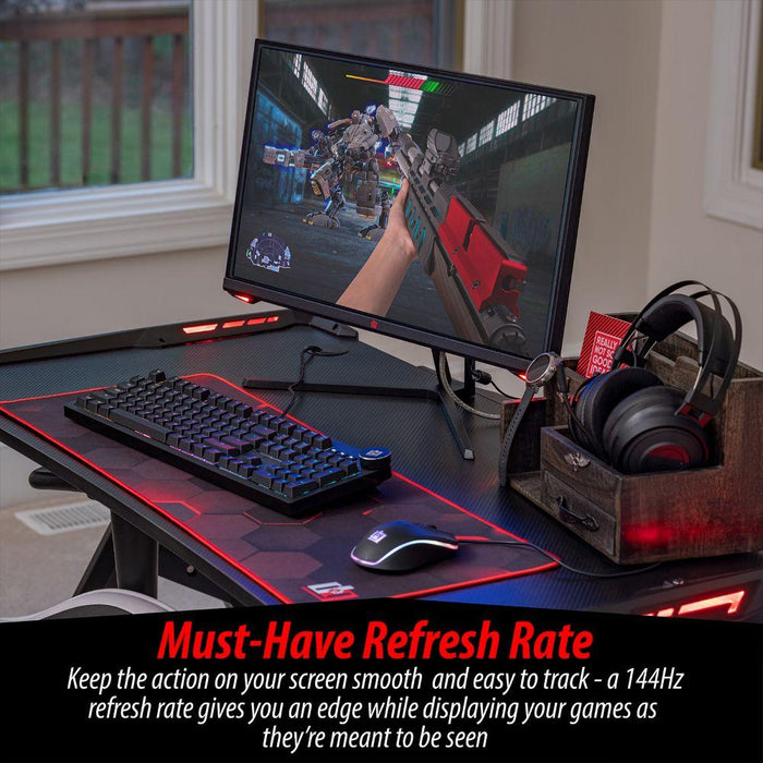 Deco Gear Dual 25" Gaming Monitors with LED Gaming Desk and Mechanical Keyboard Bundle
