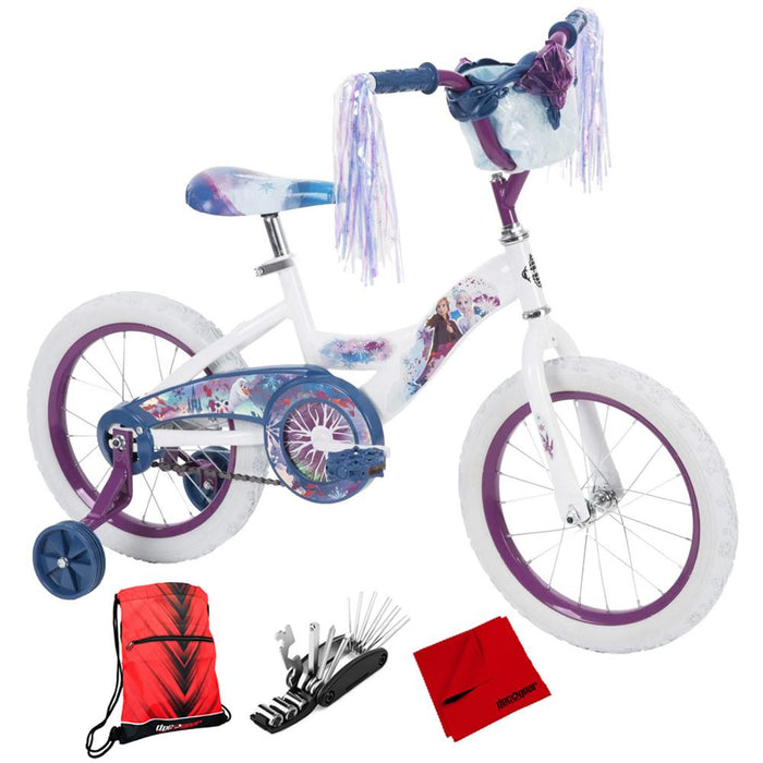 Huffy Disney Frozen 2 Girls Bike w/ Training Wheels and Basket 16" + Tool Bundle