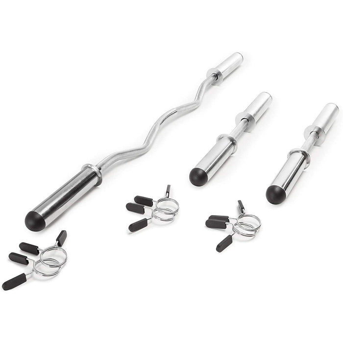 Marcy Olympic Curl Bar and Dumbell Handle Set with Spring Collars - ODC-21