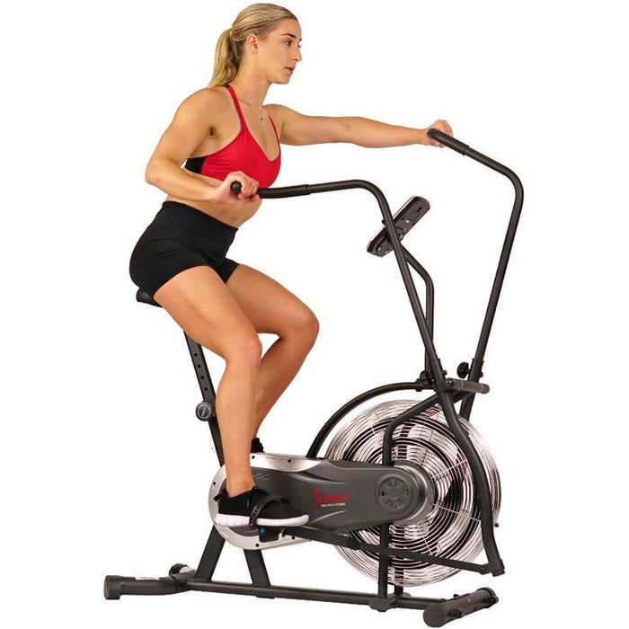 Sunny Health and Fitness SF-B2715 Zephyr Upright Air Fan Bike w/ Accessories Bundle