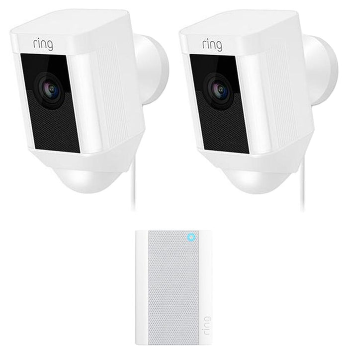 Ring 8SH1P7-WEN0 Spotlight Cam Wired - White (2-Pack) w/ Ring Chime Pro 2nd Gen