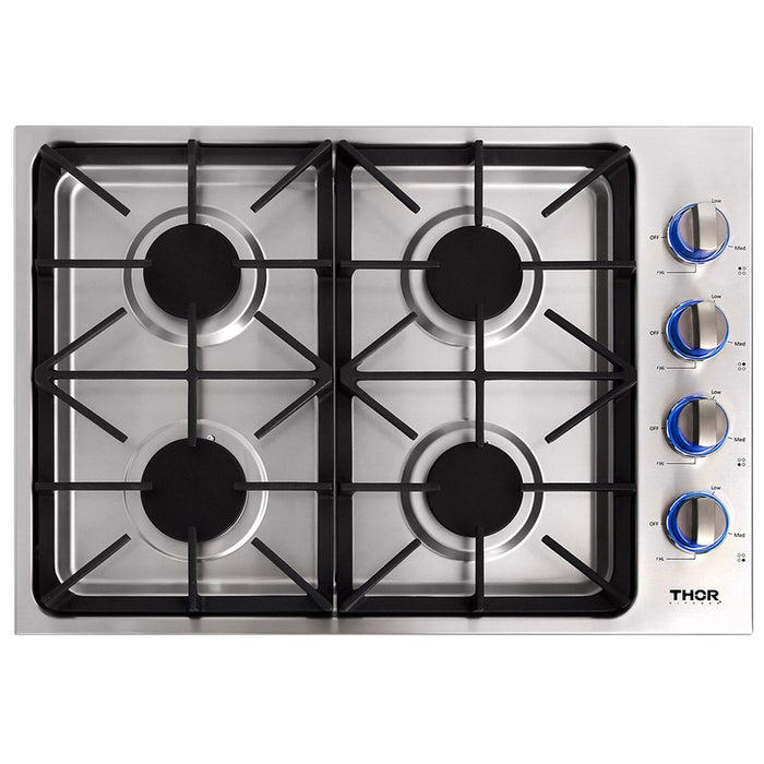 THOR 30-Inch, 4 Burner Drop-In Gas Cooktop - Stainless Steel (TGC3001)