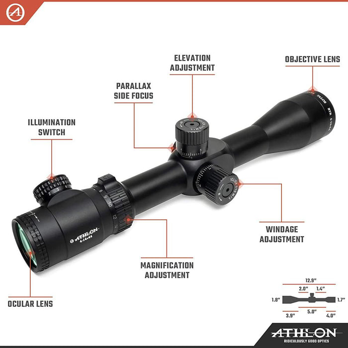 Athlon Optics Talos BTR 4-14x44 First Focal Plane Riflescope + Flashlight Bundle