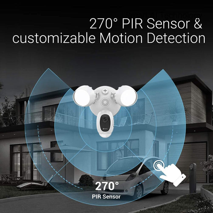 EZVIZ LC1C Smart Flood Light Camera & Alarm System 2-Pack + Accessories Bundle