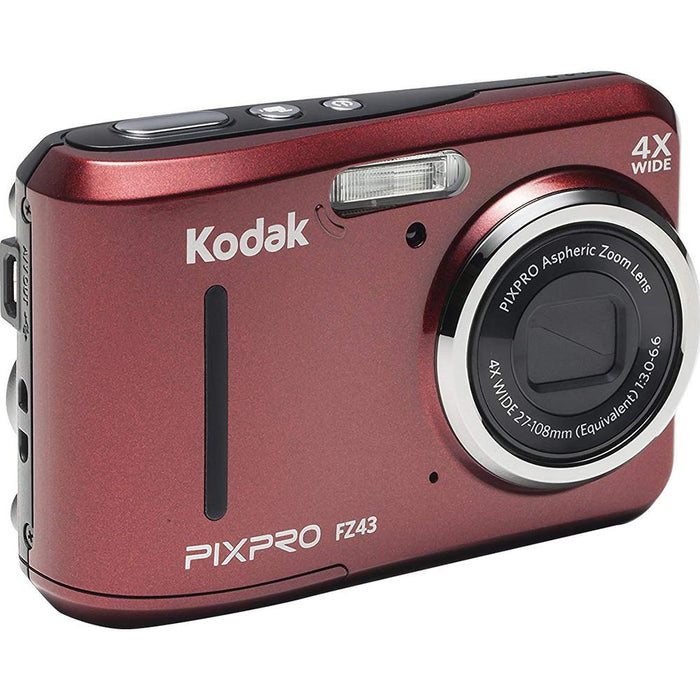 Kodak PIXPRO FZ43-RD Friendly Zoom 16MP Digital Camera w/ Accessories Bundle