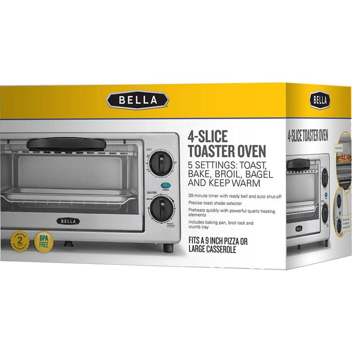 Bella 14413 4-Slice 1000-Watt Stainless Steel Countertop Toaster Oven - Open Box