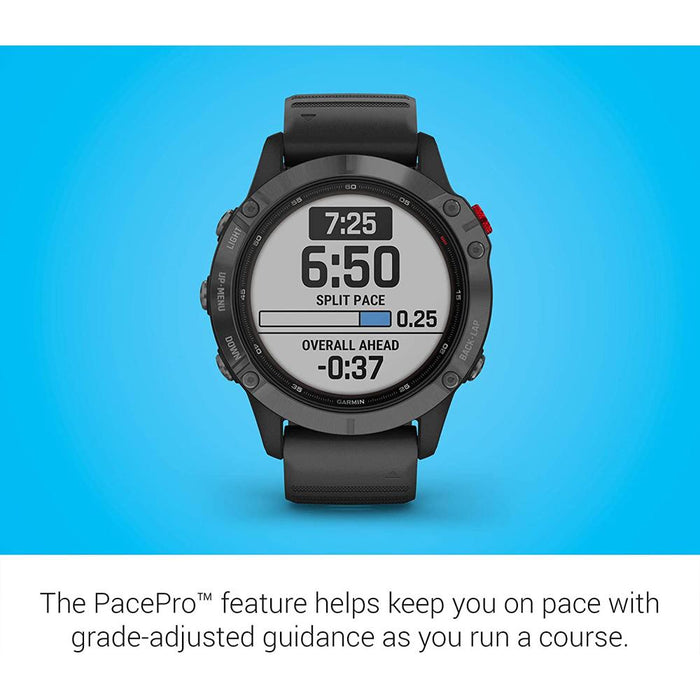 Garmin Fenix 6 Solar GPS Smartwatch Slate Gray w/ Black Band+2 Year Warranty