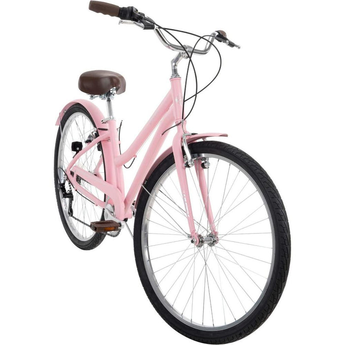 Huffy 26770 Sienna Women's 27.5" 7-Speed Comfort Bike Pale Pink + Safety Bundle