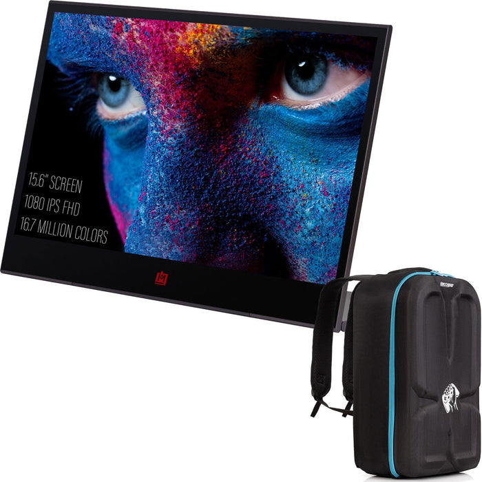 Deco Gear 15.6" 1920x1080 60Hz Portable Monitor Bundle with Playstation 5 Travel Backpack