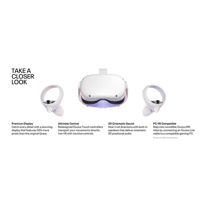 Oculus Quest 2 Virtual Reality Headset, Oculus Touch Controllers - 128GB (899-00182-02)
