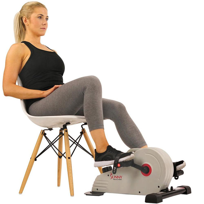Sunny Health and Fitness Under Desk Mini Magnetic Exercise Cycle w/ Fitness Bundle