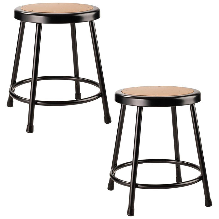 National Public Seating 18 Inch Heavy Duty Steel Stool Black 2 Pack