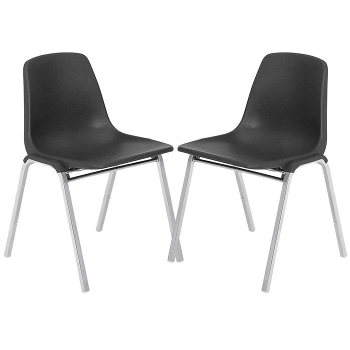 National Public Seating 8100 Series Poly Shell Stacking Chair Black 2 Pack