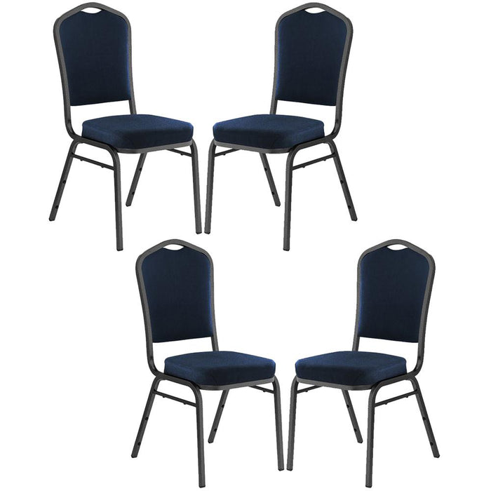 National Public Seating Deluxe Fabric Upholstered Stack Chair Pack of 4 Blue
