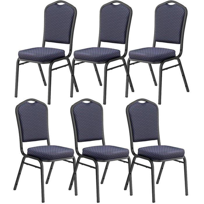 National Public Seating Deluxe Fabric Upholstered Stack Chair 6Pack Diamond/Navy