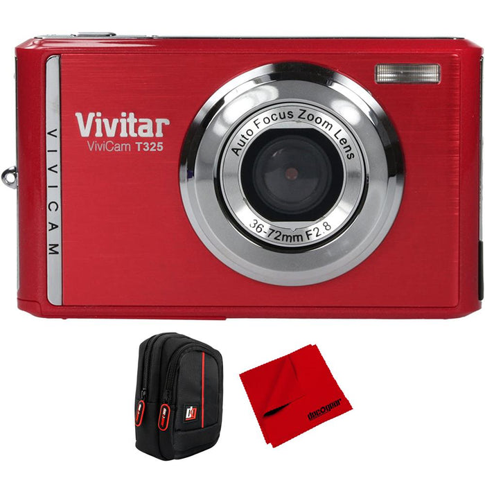 Vivitar Vivicam T325N Digital Camera Red with Camera Case & Cleaning Cloth