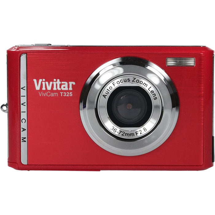 Vivitar Vivicam T325N Digital Camera Red with Camera Case & Cleaning Cloth