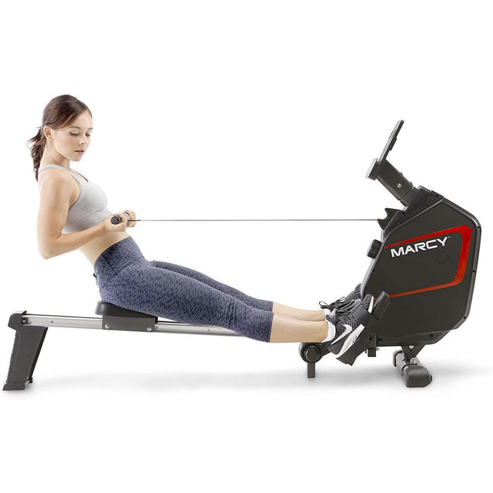 Marcy NS-6002RE Foldable Regenerating Rowing Machine w/ Fitness Bundle