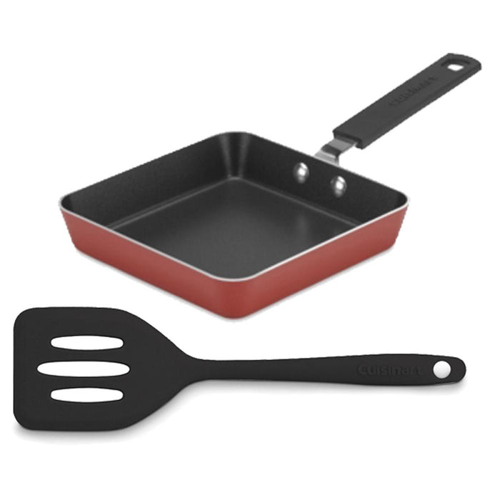 Cuisinart Mini Square Nonstick Fry Pan Blue with Fry Pan Red and Silver