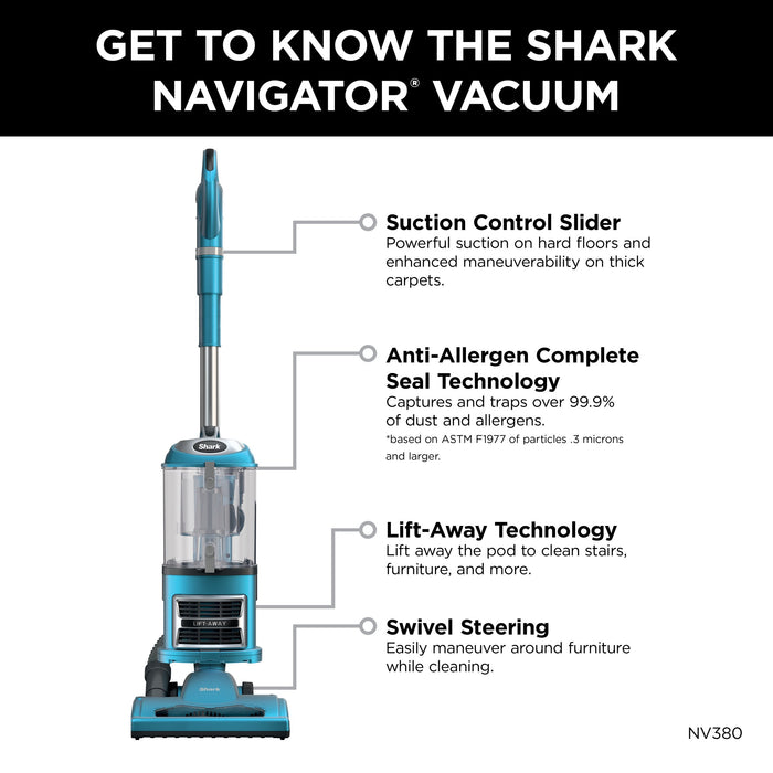 Shark Navigator Lift-Away Upright Vacuum Cleaner - NV380 (Factory Recertified)