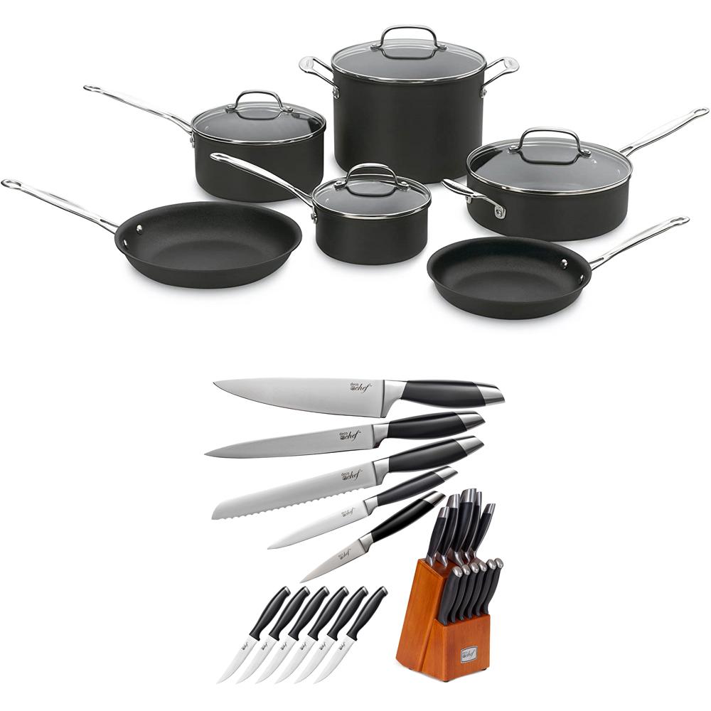 Cuisinart Contour Hard Anodized 13-Piece Cookware Set, Black