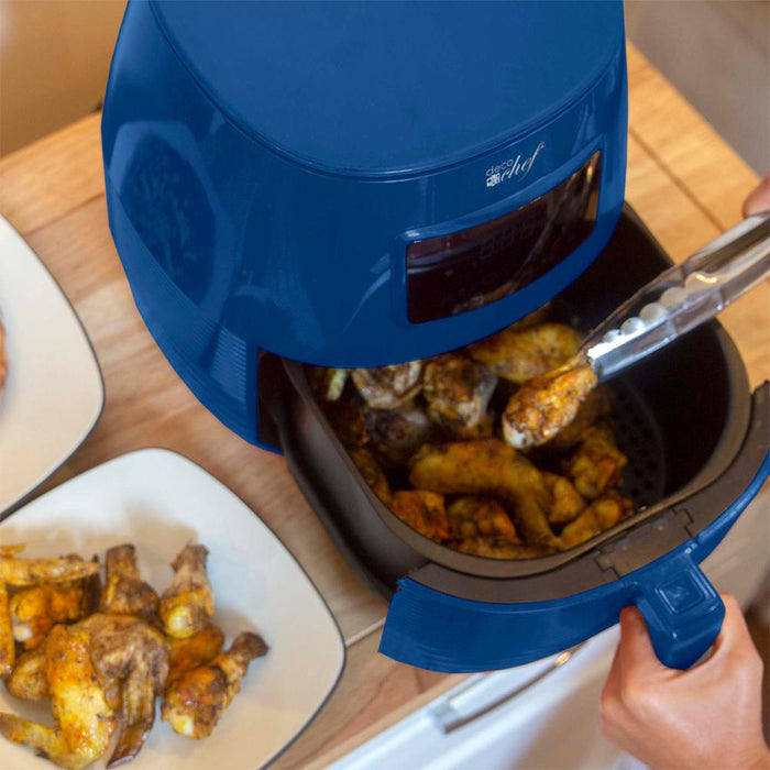 Deco Chef Digital 5.8QT Electric Air Fryer Blue with 1 Year Extended Warranty