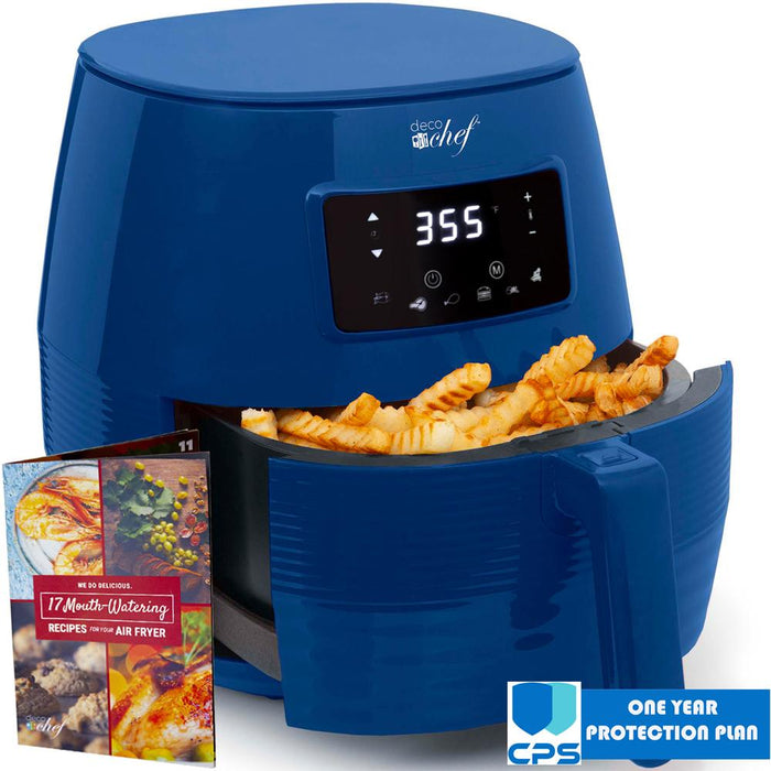 Deco Chef Digital 5.8QT Electric Air Fryer Blue with 1 Year Extended Warranty