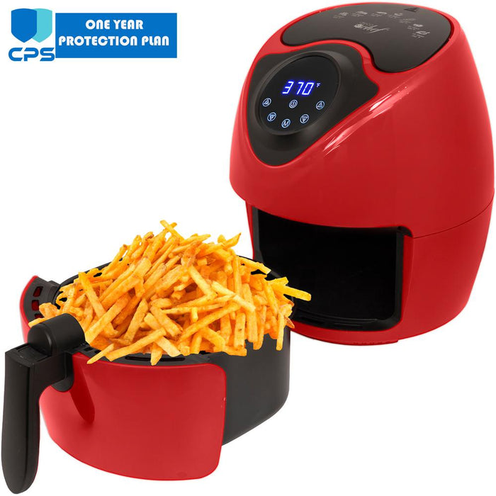 Deco Chef 3.7QT Electric Oil-Free Digital Air Fryer Red with Extended Warranty