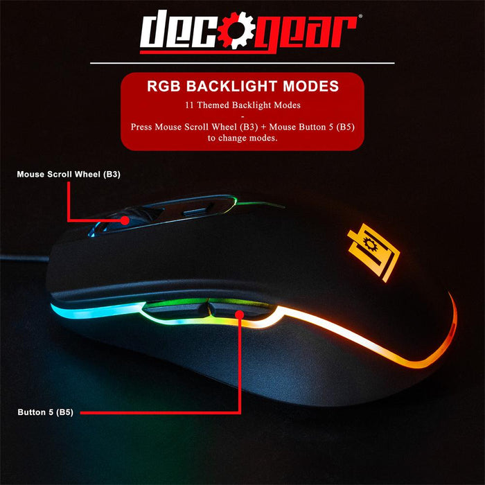 Deco Gear GMOUS Wired Gaming Mouse w/ 1 Year Extended Warranty