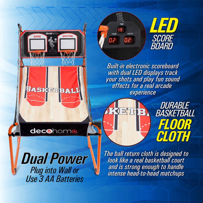 Deco Gear Arcade Basketball Game, Indoor 1-4 Player w/ 1 Year Extended Warranty