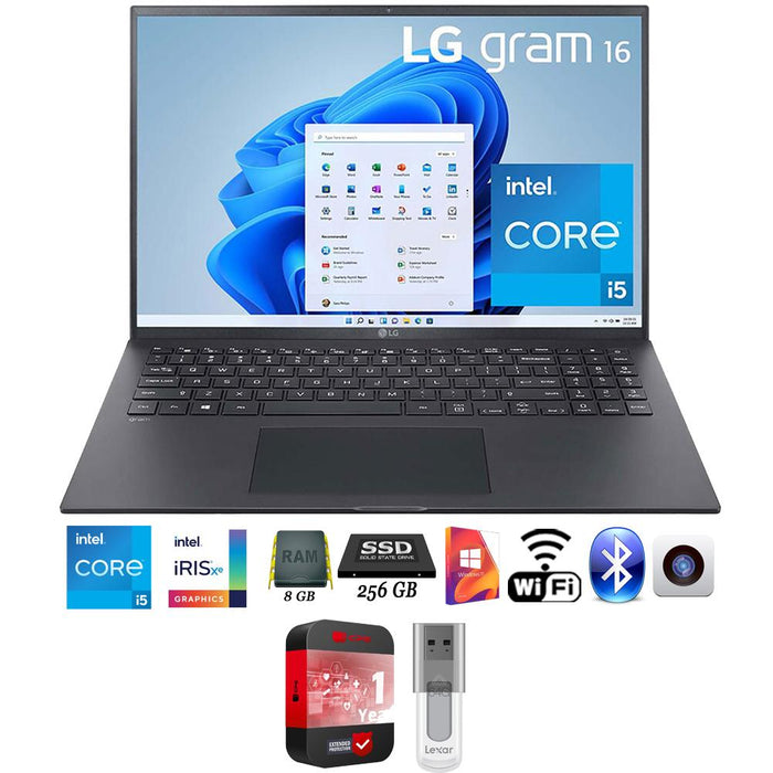 LG gram 16" Laptop, Intel Evo Core i5 Processor, 8GB/256GB SSD + 64GB Warranty Pack