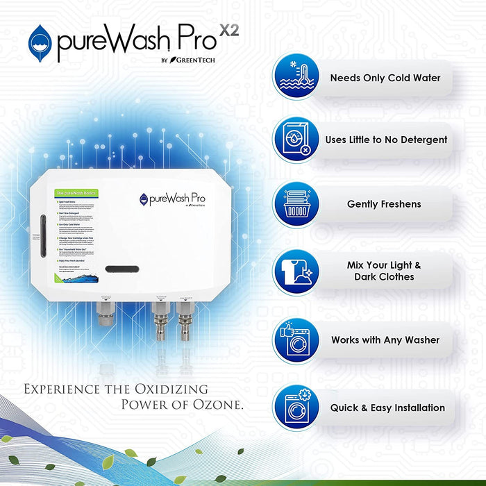 Greentech pureWash Pro X2 Washing Machine Ozone Infuser - White