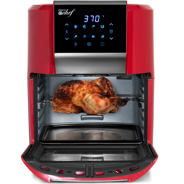 Deco Chef 12.7QT Digital Air Fryer Oven w/ 3 Rack Red + 1 Year Extended Warranty