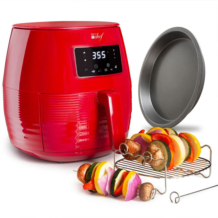 Deco Chef Digital 5.8QT Electric Air Fryer Red with 1 Year Extended Warranty