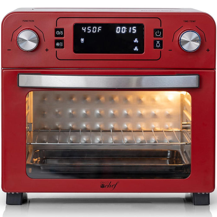 Deco Chef 24QT Stainless Steel Countertop Toaster Air Fryer Oven Red- + Warranty