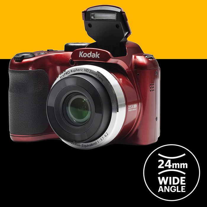 Kodak PIXPRO Astro Zoom 16MP Digital Camera, 25x Optical Zoom 3" LCD - Red (AZ252-RD)