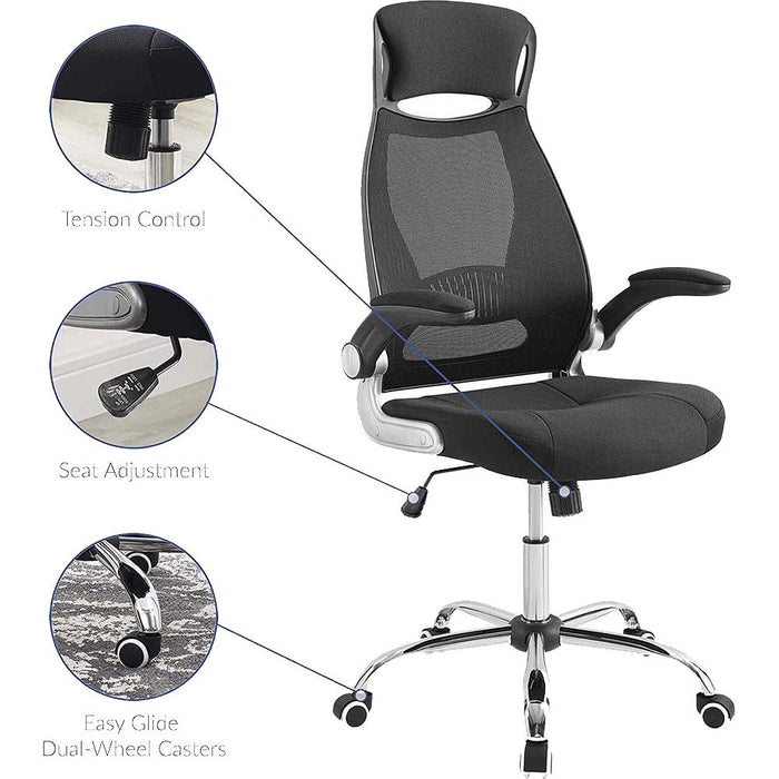 Modway EEI-3039-BLK Expedite High Back Articulate Office Chair, Black Mesh - Open Box