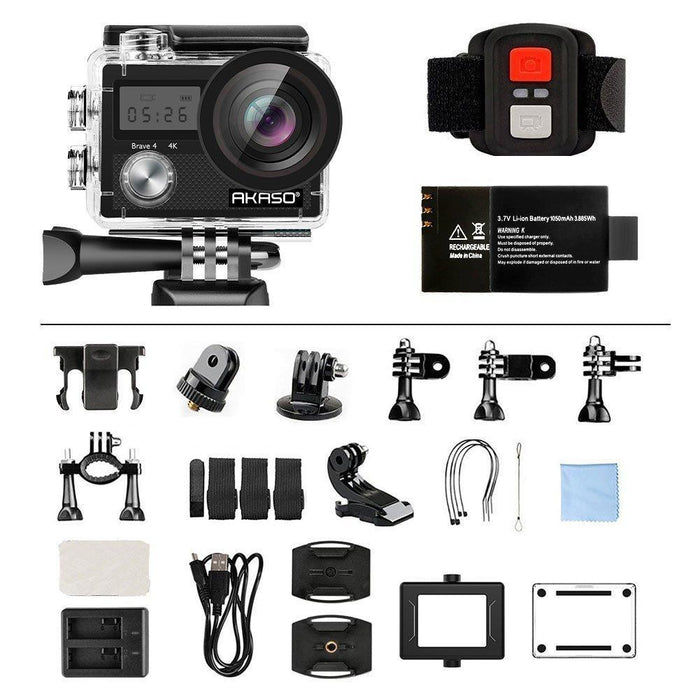 Akaso Brave 4 Waterproof Sports Action Camera FHD 4K 20MP + 32GB Accessory Kit