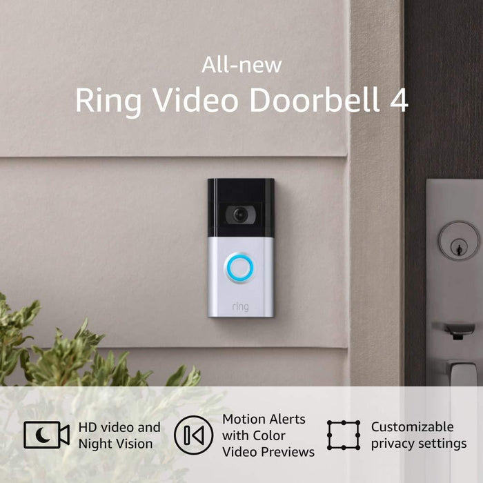 Ring Video Doorbell 4 with 1080p HD Video + 2x Motion Detector & Warranty Bundle