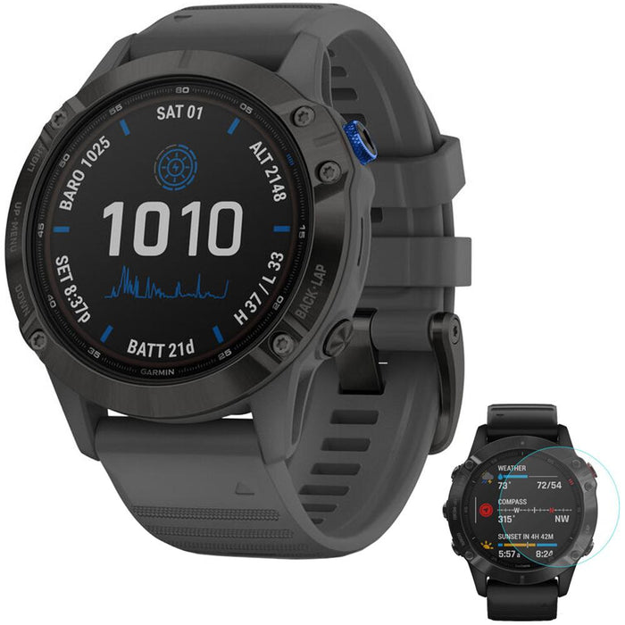 Garmin 010-02410-10 fenix 6 Pro Solar Multisport GPS Smartwatch +Screen Protector